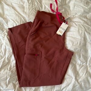 Figs Yola with yoga waistband, mauve, medium petite, nwt